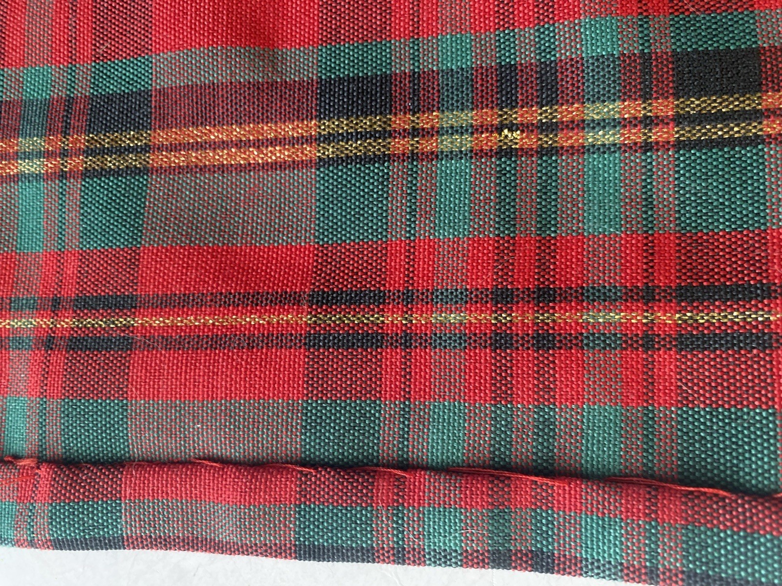 Red Green Gold Metallic Tartan Christmas Plaid Table Runner 29 X  96
