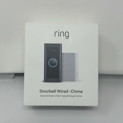 Ring - Wi-Fi Smart Video Doorbell - Wired with Chime - Black - NEW/OPEN BOX