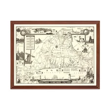 Old Map of Martha's Vineyard, MA 1935 - Vintage Martha's Vin