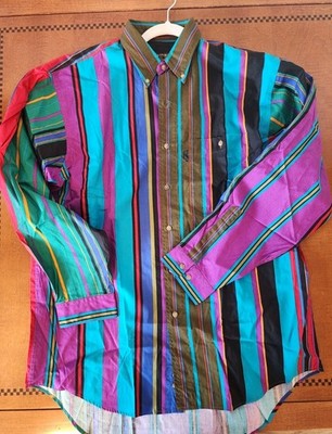 Vintage 90s Colours by Alexander Julian Shirt Mens Medium M Striped Retro Multi