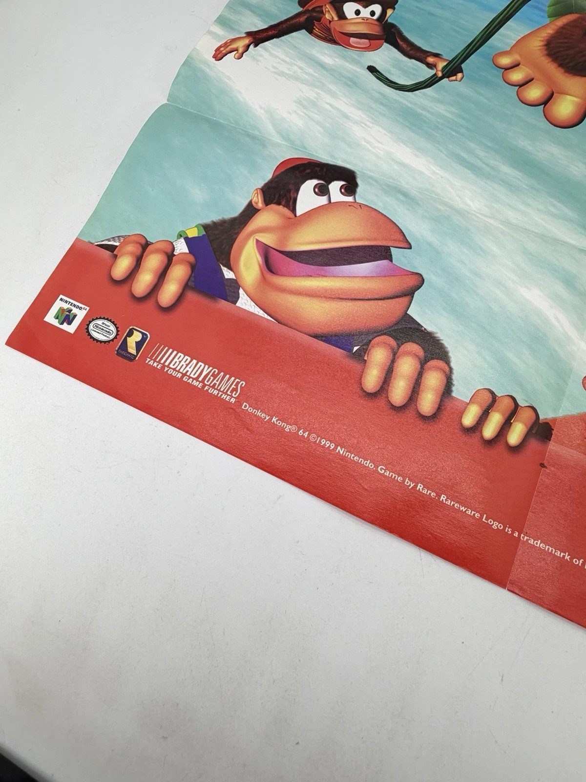 Vintage 1999 Nintendo Brady Donkey Kong 64 Video Game Poster 27.5x21.5 - product detail image 2