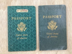 Vintage Lot 2 Obsolete Expired Canceled USA Passport with Visa and 3 Stamps 1959