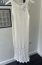River Island Crochet Dress Ladies 8 White Summer Festival Holiday Boho knit  