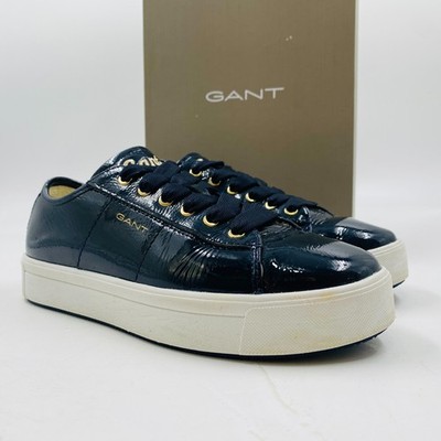 GANT Women Navy Blue Leather Lace Up Sneakers Trainers Shoes EUR 37 UK 4 US 6