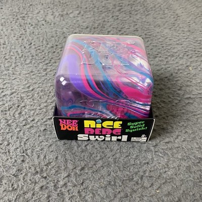 NeeDoh Nice Berg Swirl XL Giant  Squishy Swirl Cube Blue Pink Purple Clear
