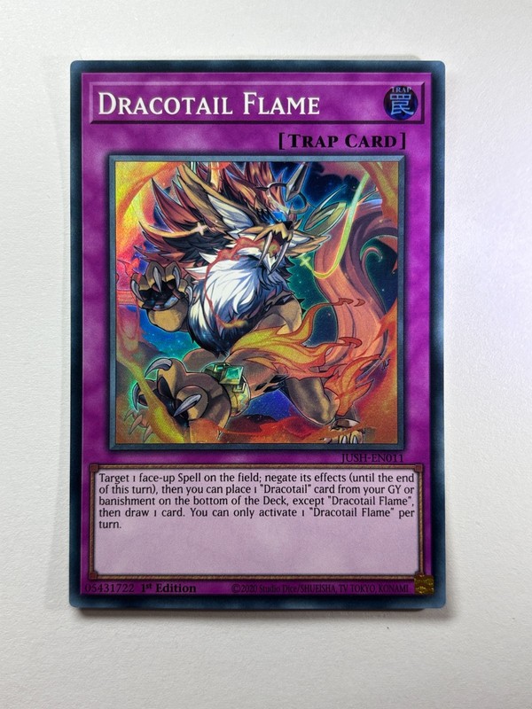 Dracotail Flame JUSH-EN011 Super Rare 1st Edition YuGiOh Card NM