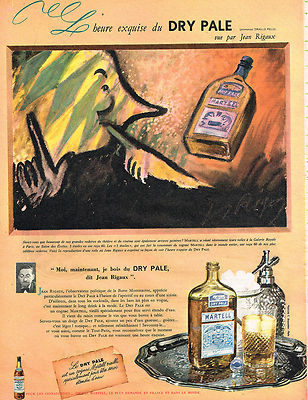 REKLAME WERBUNG 1958 MARTELL DRY PALE Alkohol gesehen von JEAN RIGAUX