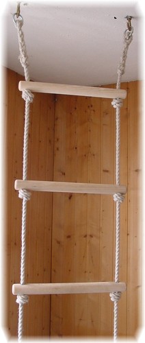 Strickleiter mit Eschenholz-Sprossen 3,5 m lange Leiter, Polyhanfseile 12 mm - Bild 3 von 3