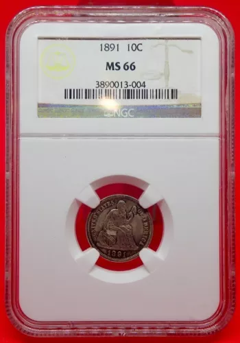 1891 Liberty Seated Dime GEM  ! NGC MS66  Incredible Type