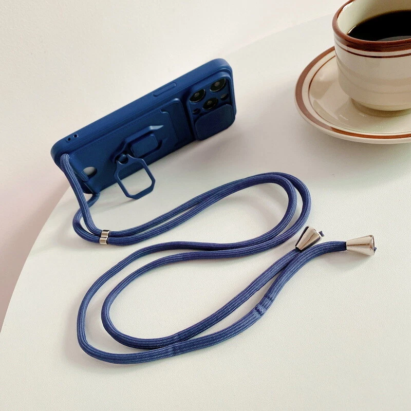 Durable TPU Ring Holder Phone Case for iPhone 14 13 12 11 Pro Max XS with Neck Lanyard