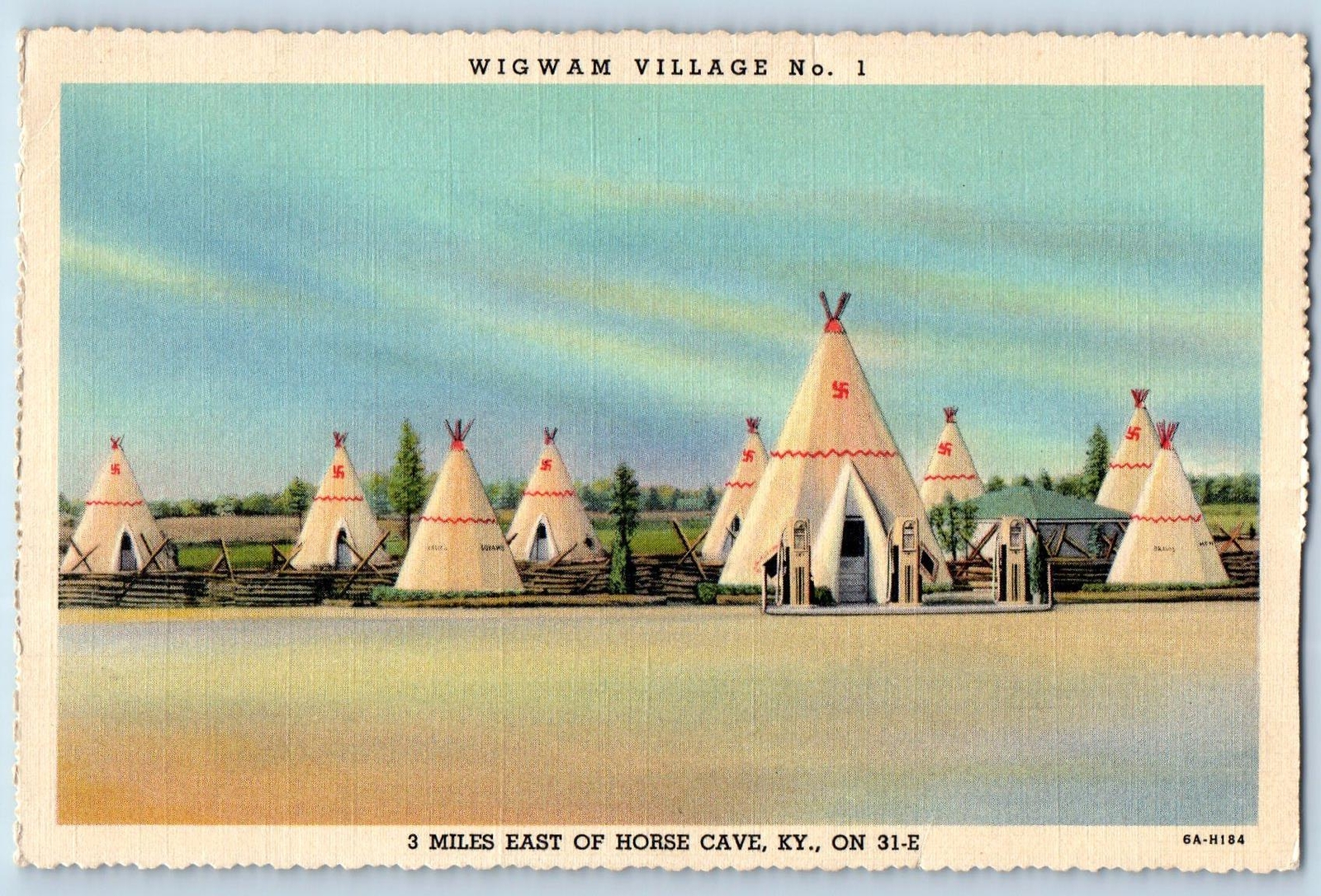c1940's Wigwam Village No. 1 Inn Hotel Horse Cave Kentucky KY Vintage