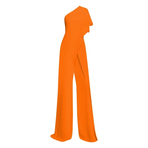 Mono de mujer de un hombro sin tirantes asimétrico pantalón largo elegante monos - Imagen 16 de 60
