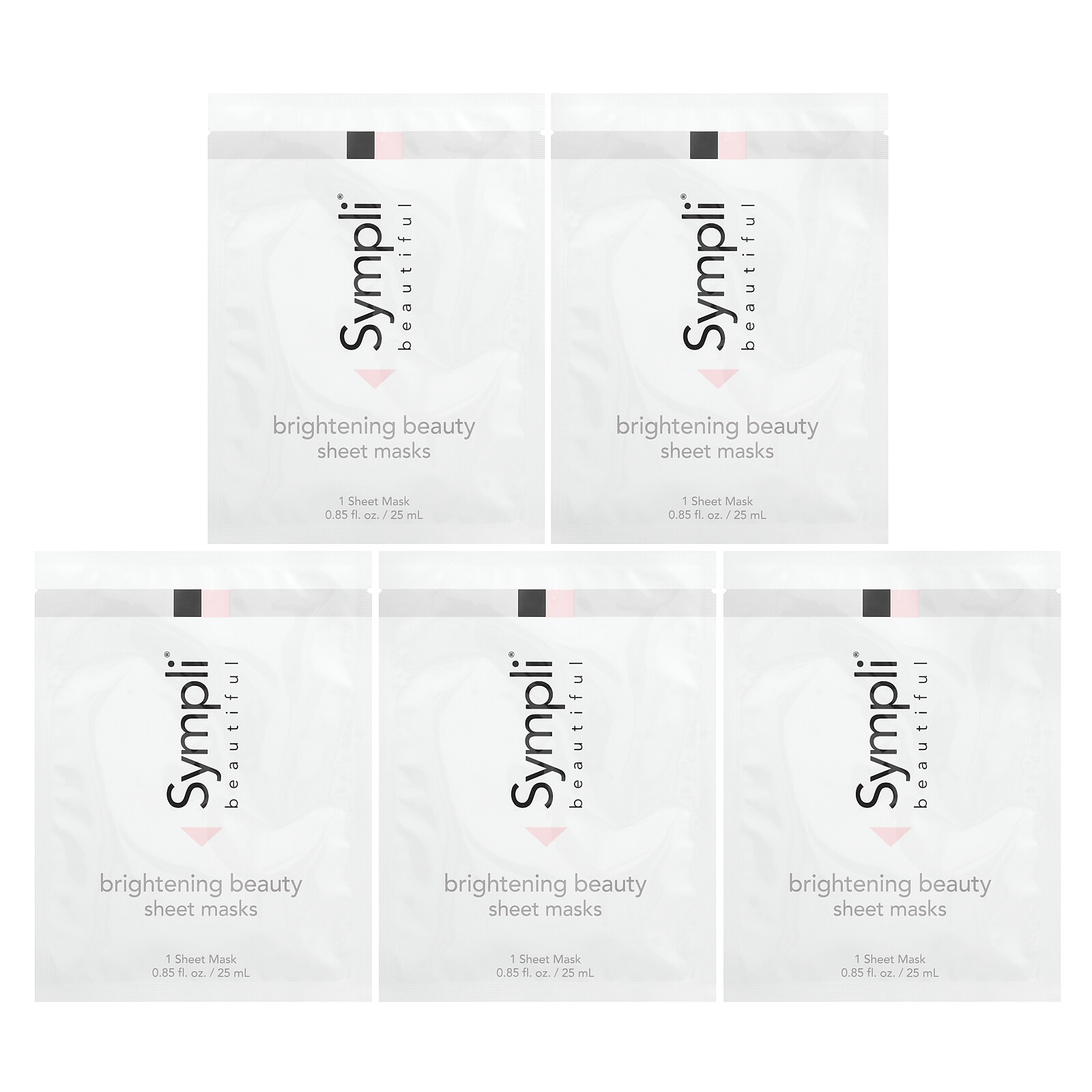 Brightening Beauty Sheet Mask, 5 тканевых масок, по 0,85 унции (25 мл) каждая