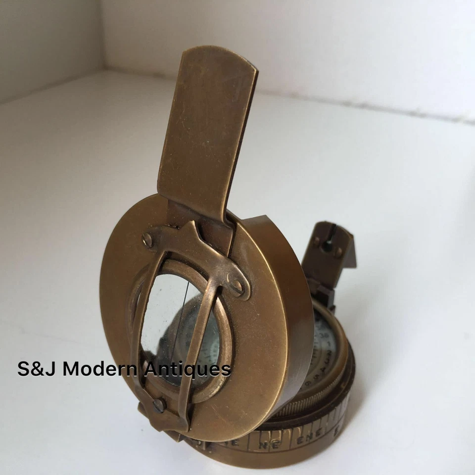 Brújula Militar Antigua Vintage Latón Segunda Guerra Mundial Réplica 1940 Navegación Marca 3 Regalo Foto 4 de 4