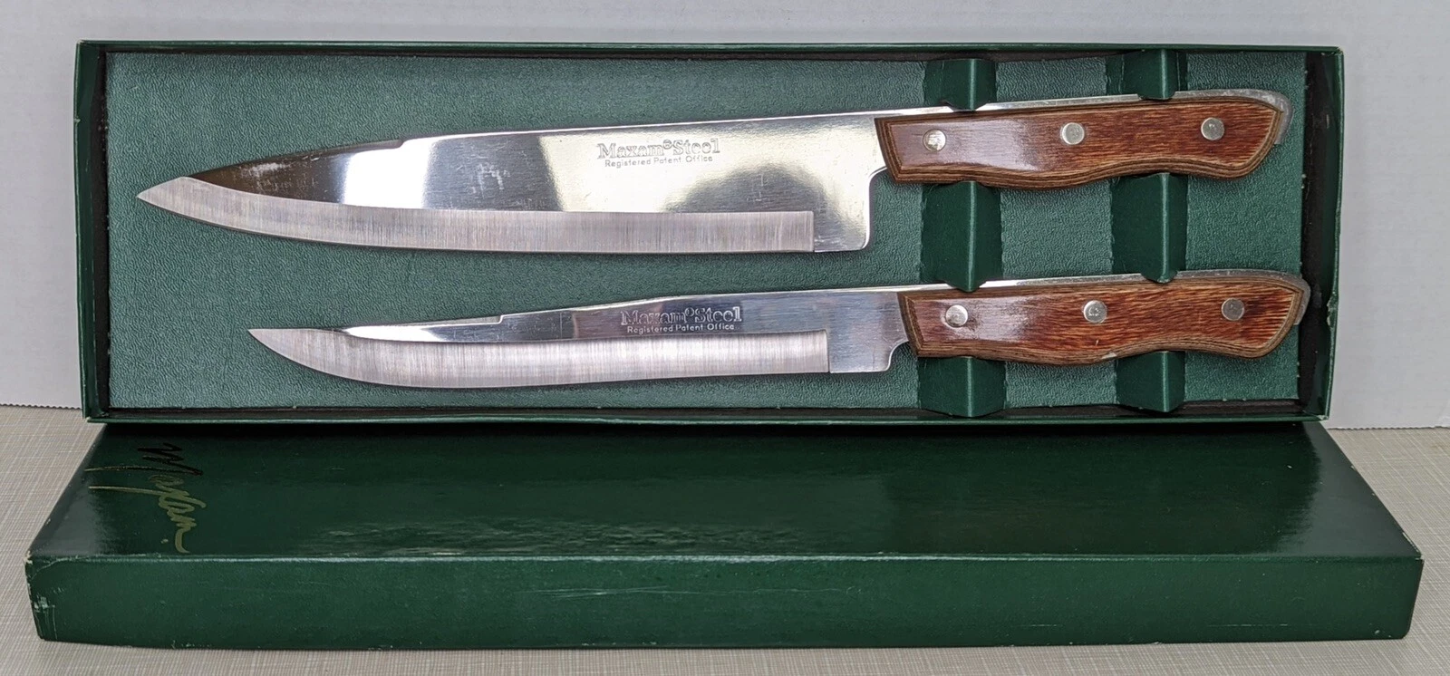 Vintage MAXAM Knife Set Stainless Full Tang Stainless Steel with Box