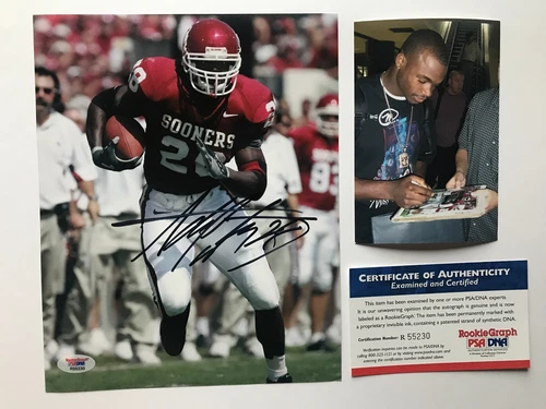 Adrian Peterson signed full name rookiegraph Oklahoma 8x10 Photo PSA/DNA cert