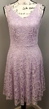 Dressystar Cocktail Dress Women Medium Purple Lace Floral Sleeveless Back Zipper