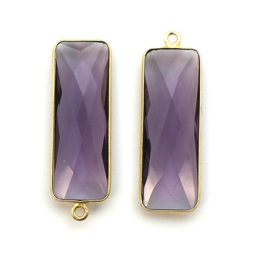 Colgante de piedra de nacimiento, piedra preciosa rectangular alargada, bisel de oro sobre plata (1 pieza) - Imagen 5 de 26