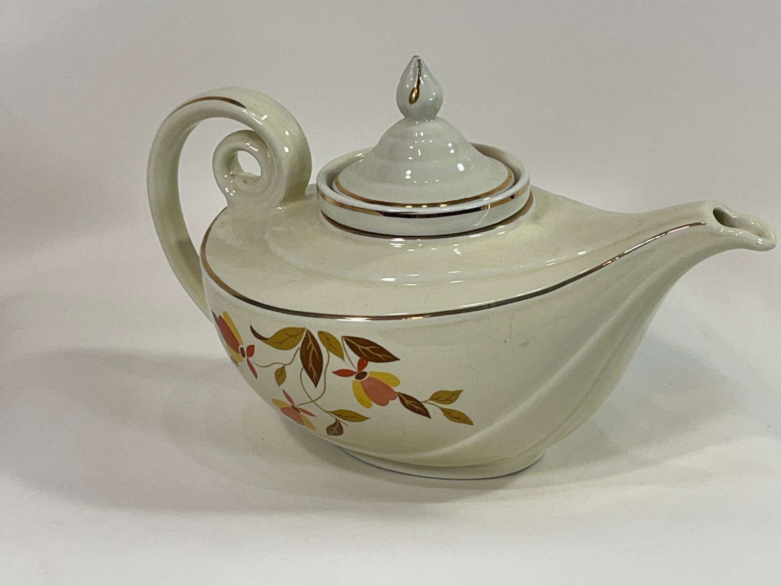 Mid-Century HALL'S Superior Autumn Leaf Aladdin Tea Pot w/Lid & Infuser Vintage.
