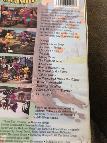 Barney 1234 Seasons VHS - Picture 12 of 12