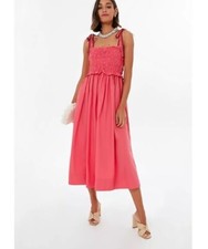 Ulla Johnson Akshara Midi Dress in Honeysuckle Pink Poplin Cotton Size 6