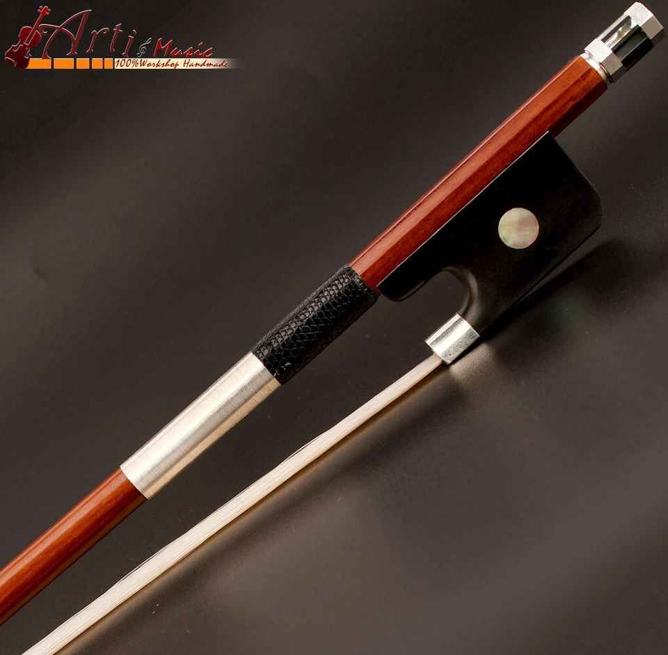 E.Sartory Copy Master Pernambuco 1/2 Cello Bow Ebony Single eye Frog Silver Part - Image 4 of 4
