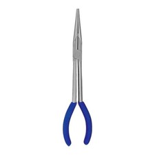 11" Inch Long Reach Pliers Straight Needle Nose Curved Handle Grip Steel Reached