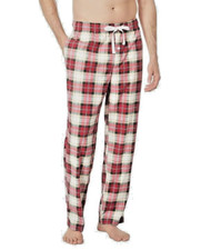 Nautica X8126 Men's Cozy Plaid Drawstring Fleece Pajama Pants, Marshmallow, L