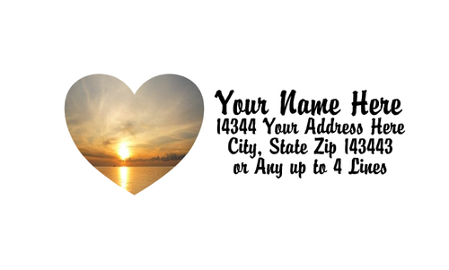 Schöner Sonnenuntergang im Herzen Design Qualität gemacht Rücksendeadresse Etiketten 50 Stück - Bild 1 von 3