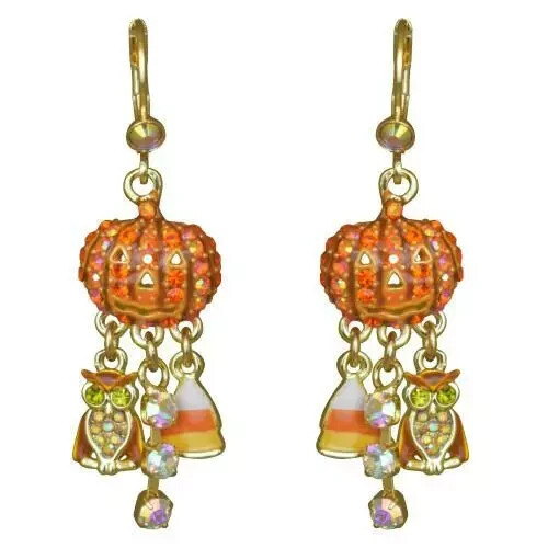 Orecchini A Leva Kirks Folly Arlecchino Halloween - Zucca In Cristallo