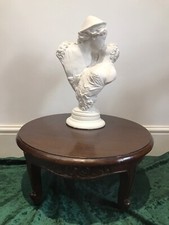 Vintage Circular Lowline Ornate Floral Carved Table On Cabriole Legs