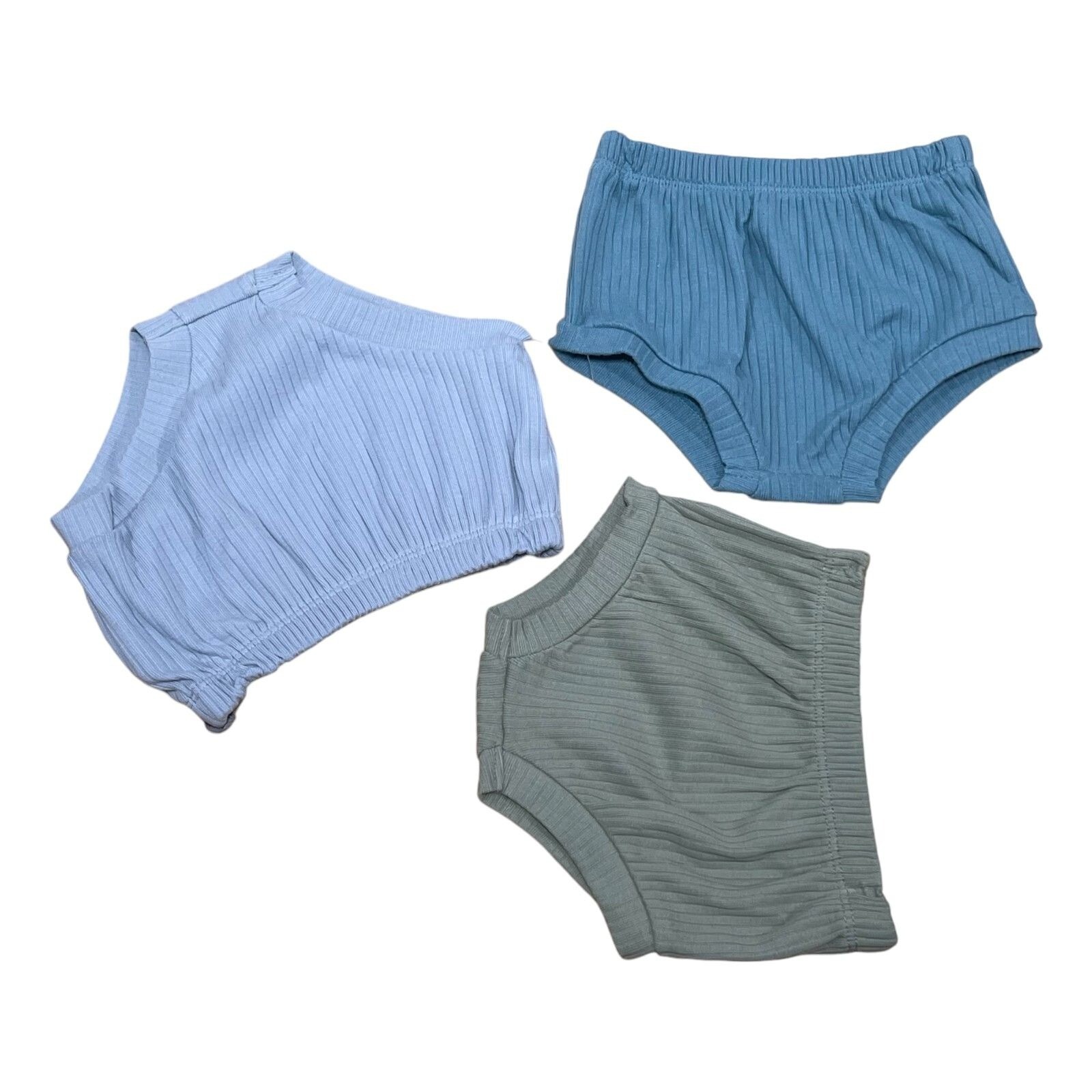 Cloud Island - 3 Pack Baby Bloomers - Green/Light Blue/Grey - 0-3 Month-image