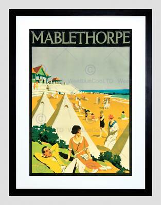 TRAVEL MABLETHORPE ENGLAND COAST TENT BEACH FRAMED ART PRINT B12X7864