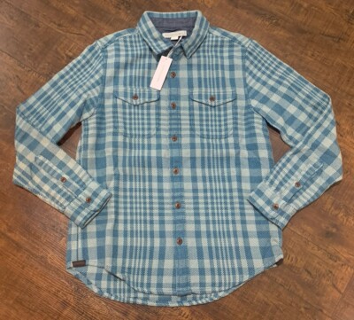 Outerknown Blanket Shirt Mens Size Small Organic Cotton Blue Alp Plaid NWT $148