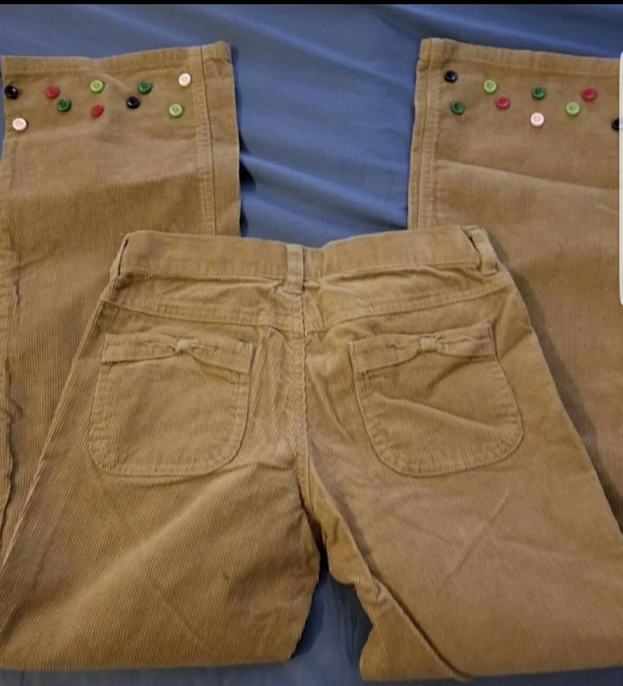 全新 复古 Gymboree 女孩冬季裤子 尺寸 12 Pugs & Kisses 灯芯绒 — 第 4/4 张图片