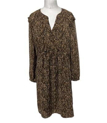 Beach Lunch Lounge Chiffon Lined Long Sleeve Brown & Tan Cinched Waist Dress XL | eBay Beach Lunch Lounge Chiffon Lined Long Sleeve Brown & Tan Cinched Waist Dress XL | eBay