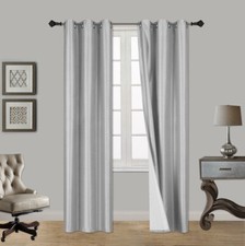 1 SILVER PANEL BLACKOUT HEAVY THICK GROMMET WINDOW CURTAIN LINED DRAPES SSS