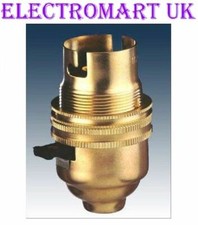 BRASS SWITCHED LAMP LIGHT BULB HOLDER BC BAYONET CAP 1/2" SCREW THREAD