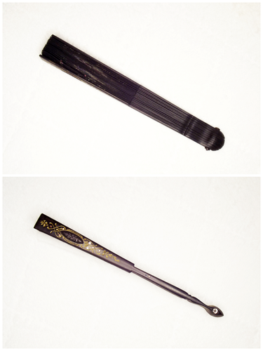 Antique Hand Fan Ebony Wood Hand Painted Silk eventail ancien - Picture 12 of 13