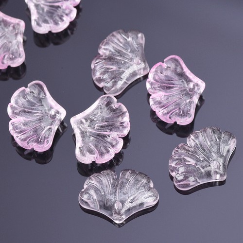 10pcs 20x15mm Ginkgo Leaf Petal Foil Lampwork Glass Loose Pendants Beads Lot - Picture 13 of 23