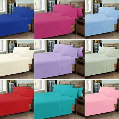 LONDON DREAM Luxury Plain Flat Bed Sheets, Easy Care Long Lasting Durable Top Linen Bedsheet