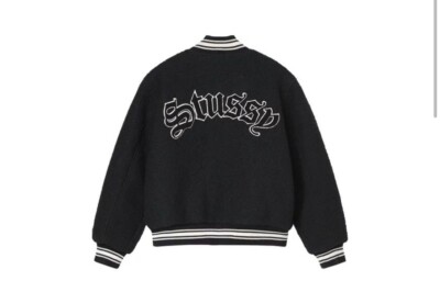 Stussy Casentino Wool Varsity Jacket Black Brand New Size L Stussy Casentino Wool Varsity Jacket Black Brand New Size L