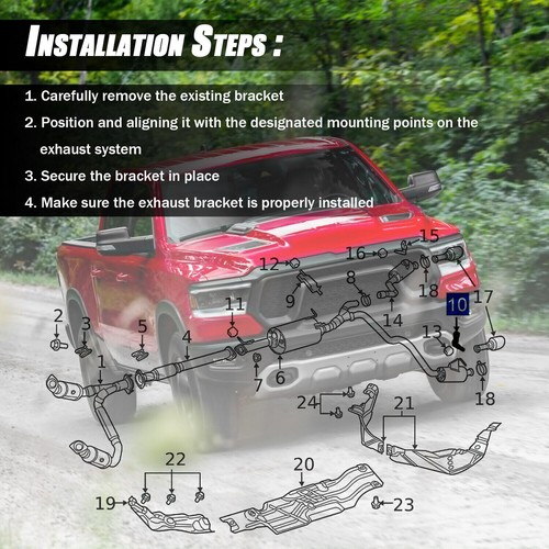 Rear Left Exhaust Bracket 68275662AB For Ram 1500 2019 2020 2021 2022 2023-2025 - Picture 4 of 9