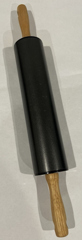 Non Stick Surface 18" Wooden Handle Silicone Rolling Pin Kitchen Utensil Black