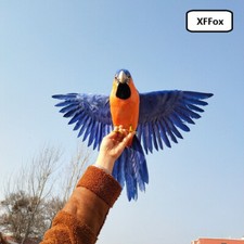 simulation foam feather wings blue orange parrot bird doll about 42x60cm
