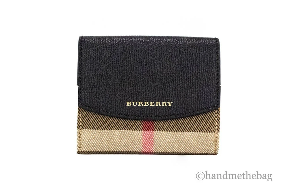 Burberry Black Horseferry Check Canvas and Leather Bi-Fold Wallet