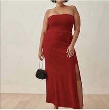 Reformation Beacon Strapless Maxi Dress Cherry Red