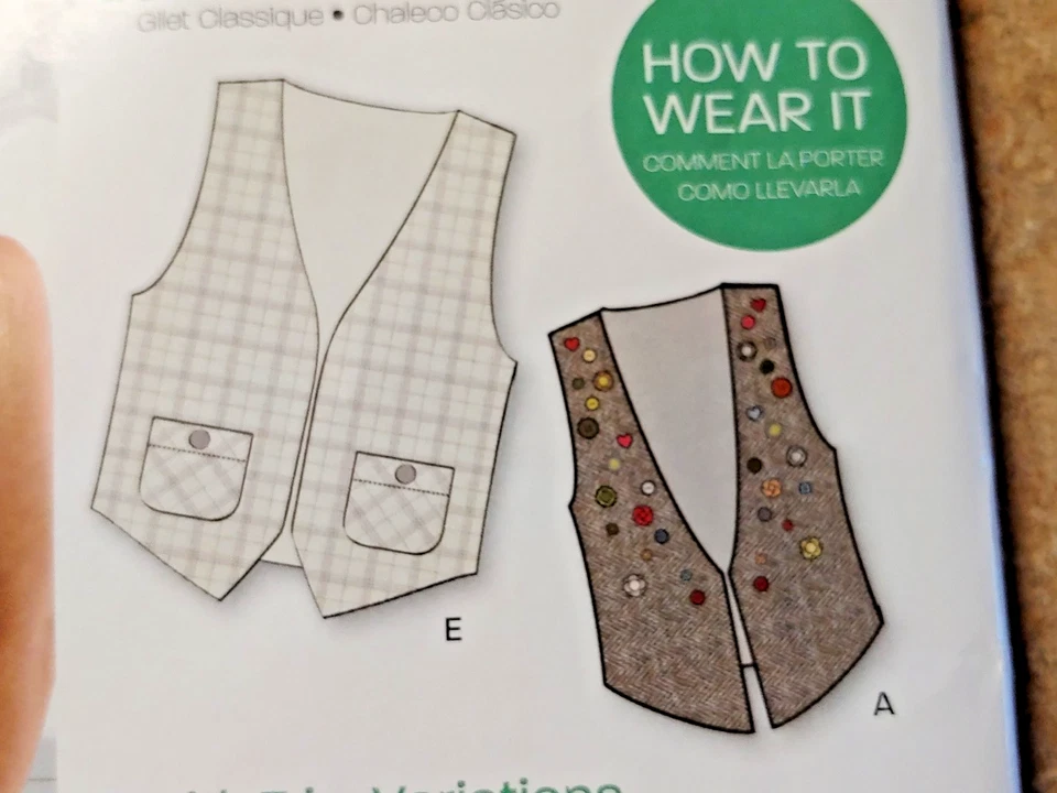New Look Pattern A6036 Men/Women Button Vest Size 6-16 / XS-XL Choice of Pockets - Image 3 of 4