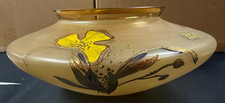 EUC VTG Egermann Czech Republic Bohemian Crystal Gold Glass Bowl Vase 8”