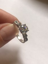 Sterling silver and cubic zirconia solitaire ring, size 9  